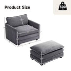 41.34 Fauteuil d'appoint surdimensionné en velours côtelé, Fauteuil-canapé avec ottoman et assise large, Fauteuil de lecture moderne pour chambre et salon