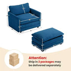 41.34 Fauteuil d'appoint surdimensionné en velours côtelé, Fauteuil-canapé avec ottoman et assise large, Fauteuil de lecture moderne pour chambre et salon