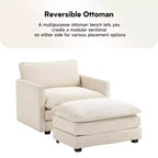 41.34 Fauteuil d'appoint surdimensionné en velours côtelé, Fauteuil-canapé avec ottoman et assise large, Fauteuil de lecture moderne pour chambre et salon