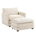 41.34 Fauteuil d'appoint surdimensionné en velours côtelé, Fauteuil-canapé avec ottoman et assise large, Fauteuil de lecture moderne pour chambre et salon