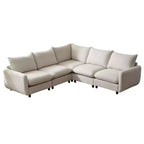 Christopher Knight Home Acker 5 Pieces Modern Upholstered Modular Sectional Sofa Set, White