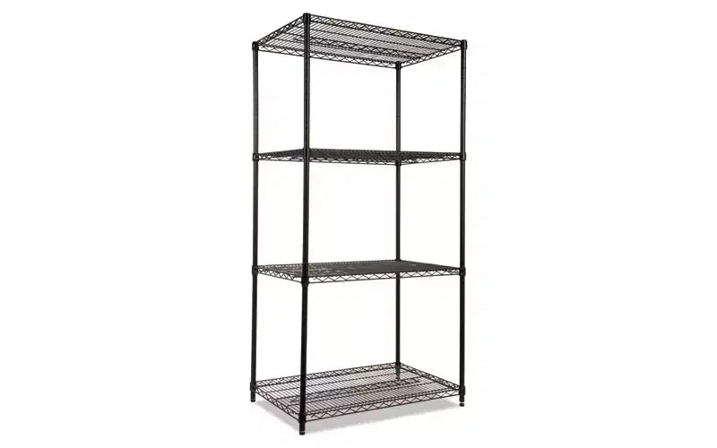 Alera NSF Certified Industrial Four-Shelf Wire Shelving Kit, 36w x 24d x 72h, Black