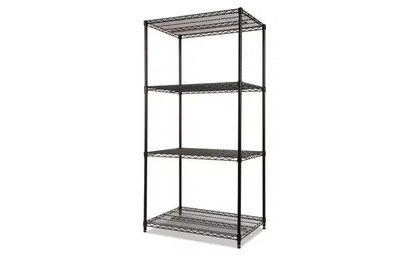 Kit d'étagères métalliques Alera certifié NSF, à quatre niveaux, 91,4 cm de large x 61 cm de profondeur x 183 cm de haut, noir