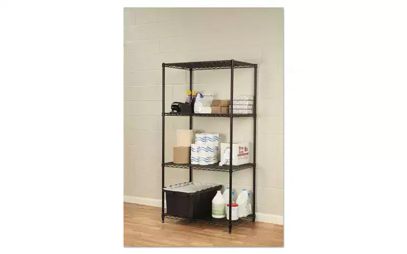 Kit d'étagères métalliques Alera certifié NSF, à quatre niveaux, 91,4 cm de large x 61 cm de profondeur x 183 cm de haut, noir