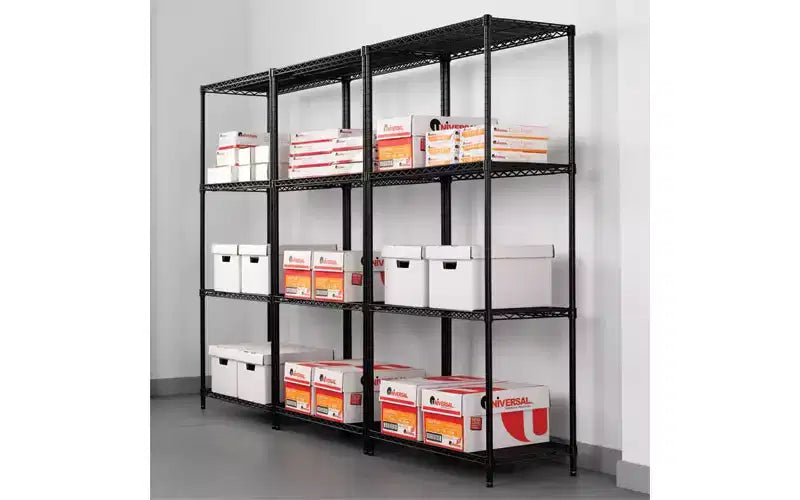 Kit d'étagères métalliques Alera certifié NSF, à quatre niveaux, 91,4 cm de large x 61 cm de profondeur x 183 cm de haut, noir