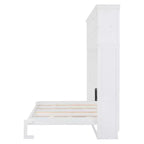 Lit escamotable Queen Size Whisen Modern Design, se plie dans une armoire avec étagères supérieures et ports USB