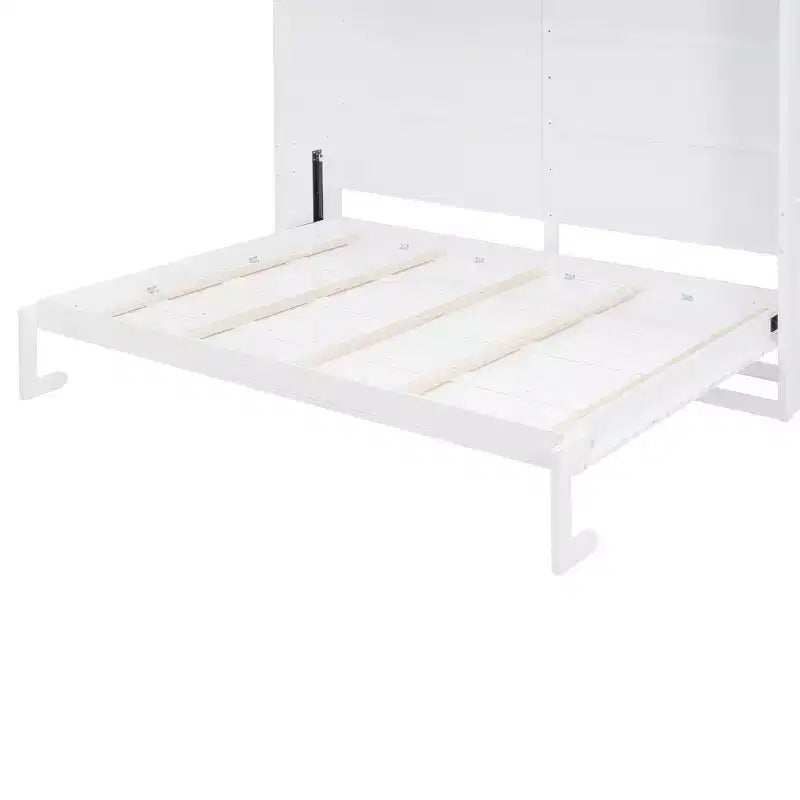 Lit escamotable Queen Size Whisen Modern Design, se plie dans une armoire avec étagères supérieures et ports USB