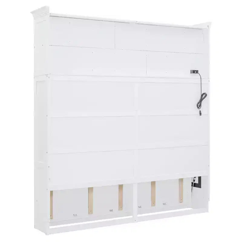 Lit escamotable Queen Size Whisen Modern Design, se plie dans une armoire avec étagères supérieures et ports USB