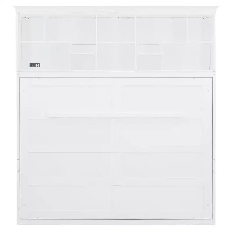 Lit escamotable Queen Size Whisen Modern Design, se plie dans une armoire avec étagères supérieures et ports USB