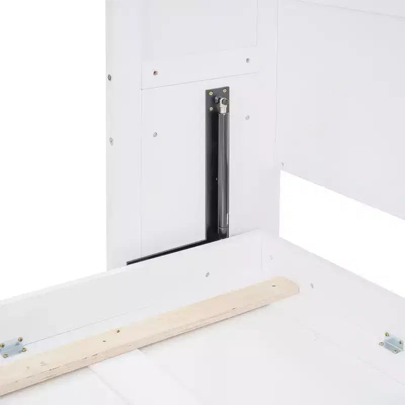 Lit escamotable Queen Size Whisen Modern Design, se plie dans une armoire avec étagères supérieures et ports USB
