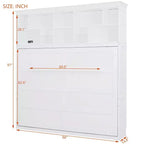 Lit escamotable Queen Size Whisen Modern Design, se plie dans une armoire avec étagères supérieures et ports USB