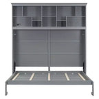 Lit escamotable Queen Size Whisen Modern Design, se plie dans une armoire avec étagères supérieures et ports USB