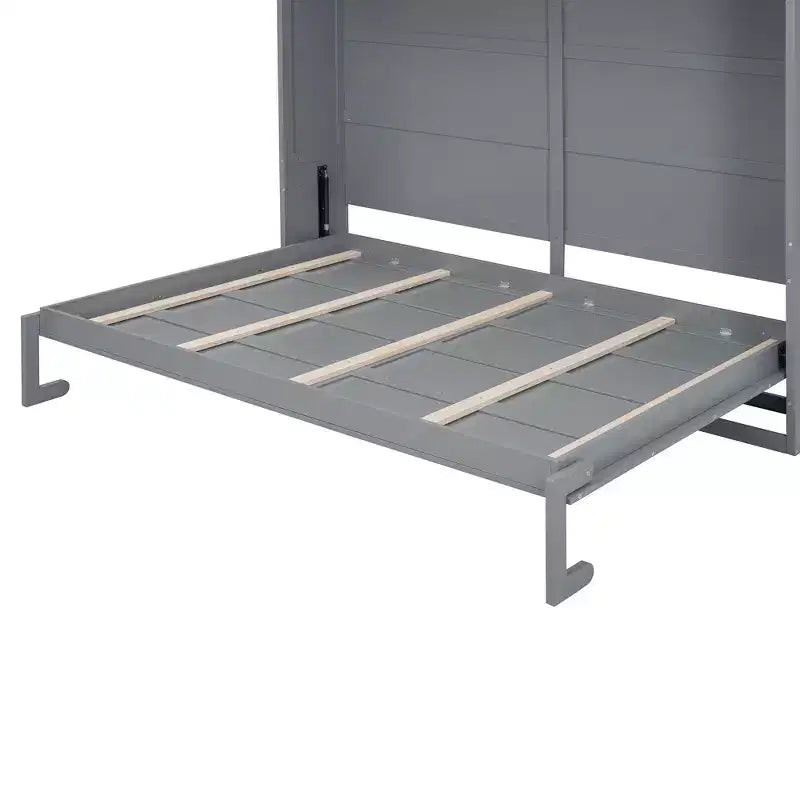 Lit escamotable Queen Size Whisen Modern Design, se plie dans une armoire avec étagères supérieures et ports USB