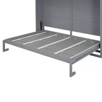 Lit escamotable Queen Size Whisen Modern Design, se plie dans une armoire avec étagères supérieures et ports USB