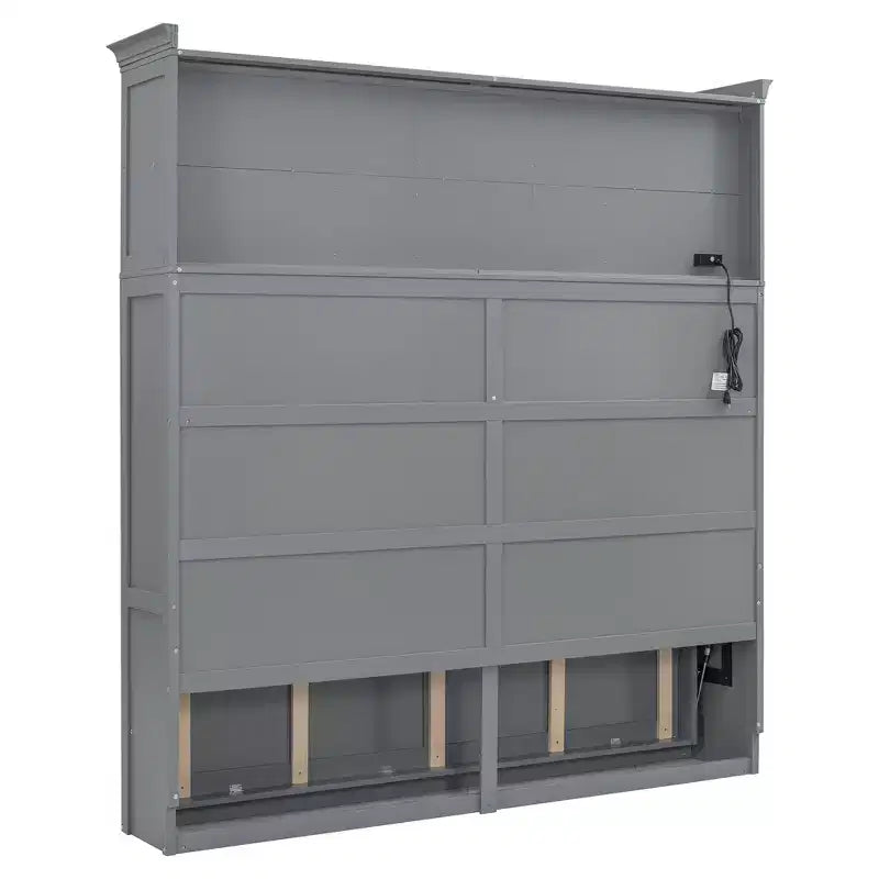 Lit escamotable Queen Size Whisen Modern Design, se plie dans une armoire avec étagères supérieures et ports USB