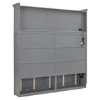 Lit escamotable Queen Size Whisen Modern Design, se plie dans une armoire avec étagères supérieures et ports USB