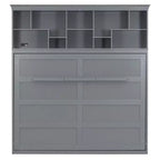 Lit escamotable Queen Size Whisen Modern Design, se plie dans une armoire avec étagères supérieures et ports USB