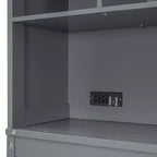 Lit escamotable Queen Size Whisen Modern Design, se plie dans une armoire avec étagères supérieures et ports USB
