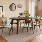 Ensemble de salle à manger rembourré Christopher Knight Home Walton 7 pièces en bois d'hévéa de style milieu de siècle