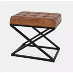 Jofran, Pouf ottoman en cuir véritable vieilli Global Archive - Selle