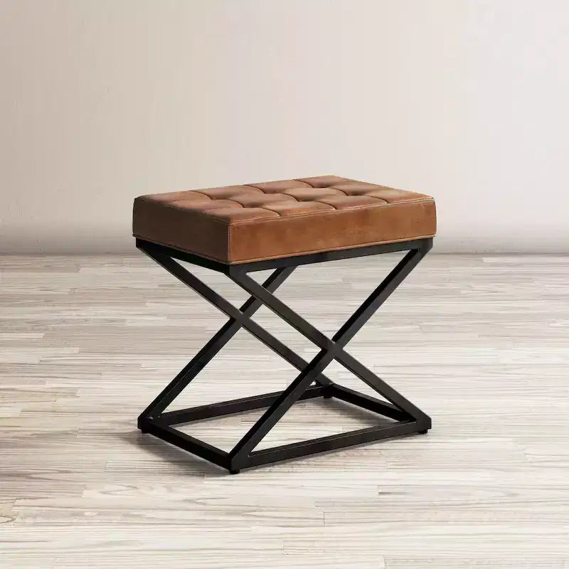 Jofran, Pouf ottoman en cuir véritable vieilli Global Archive - Selle