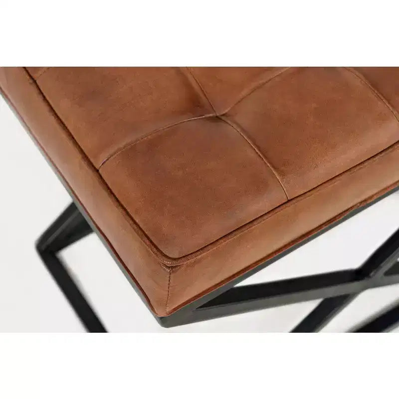 Jofran, Pouf ottoman en cuir véritable vieilli Global Archive - Selle