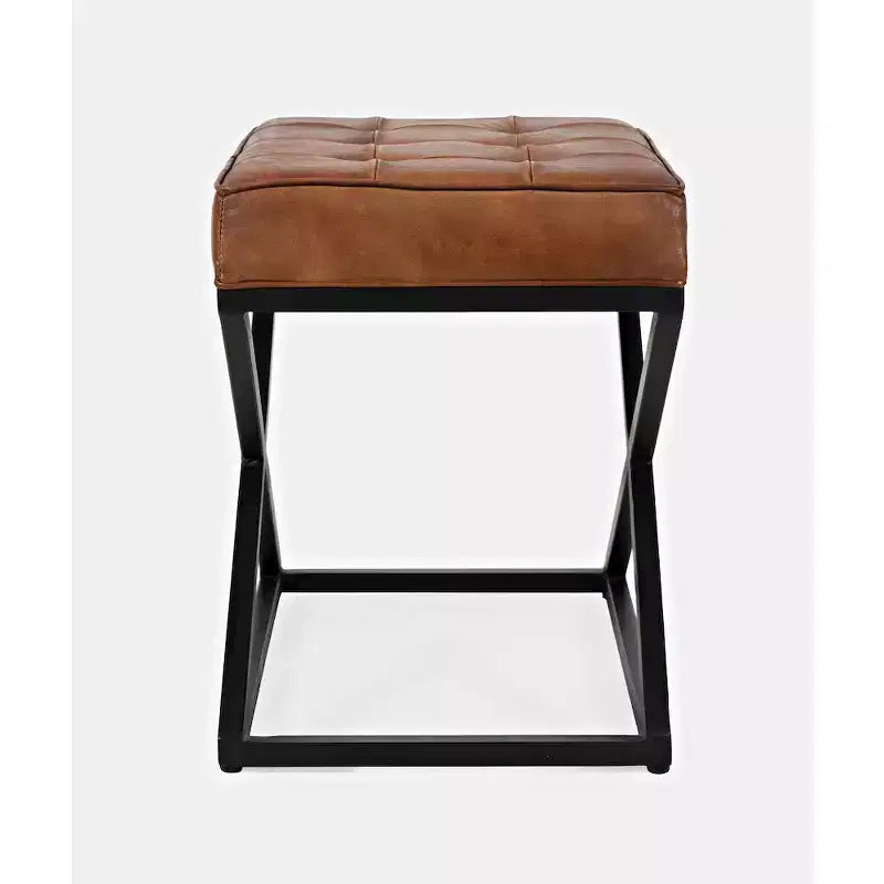 Jofran, Pouf ottoman en cuir véritable vieilli Global Archive - Selle