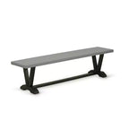 HomeStock Modern Dining Table Bench with Wood Seat, 72x15x18 Inch, Brushed Black