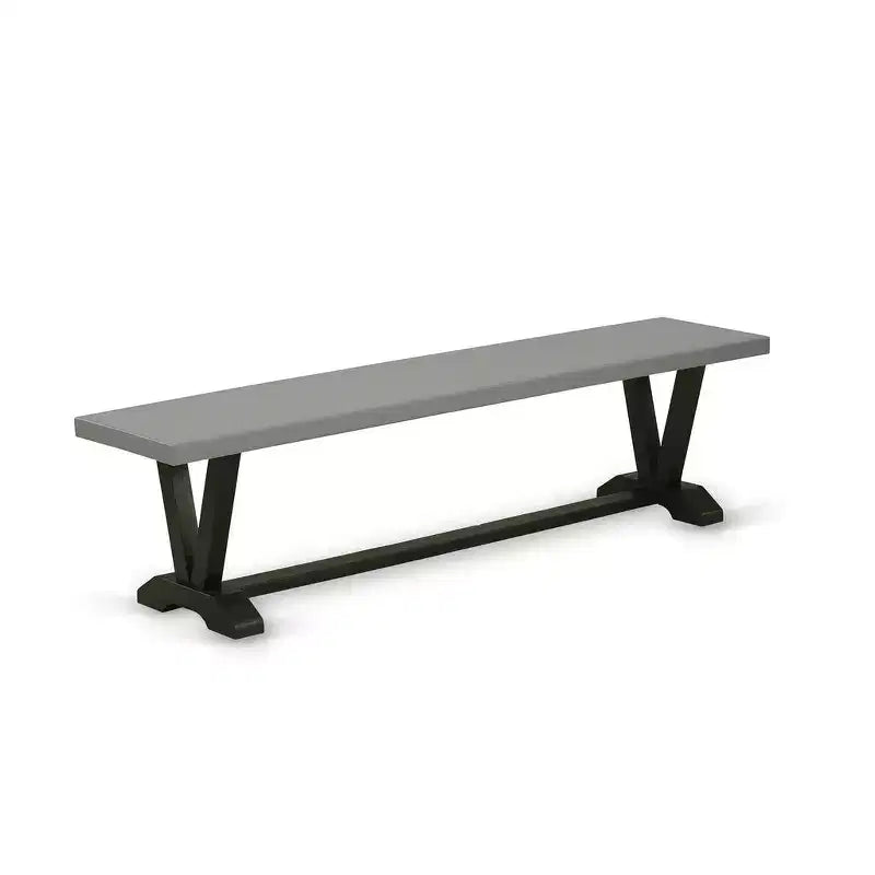 HomeStock Modern Dining Table Bench with Wood Seat, 72x15x18 Inch, Brushed Black