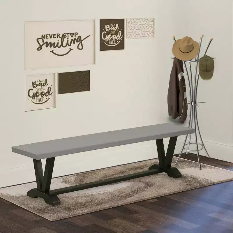 Banc de table à manger moderne HomeStock avec assise en bois, 72x15x18 pouces, noir brossé