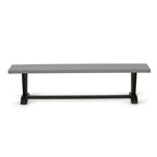 Banc de table à manger moderne HomeStock avec assise en bois, 72x15x18 pouces, noir brossé
