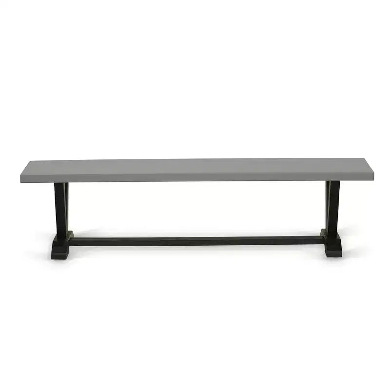 Banc de table à manger moderne HomeStock avec assise en bois, 72x15x18 pouces, noir brossé