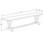 Banc de table à manger moderne HomeStock avec assise en bois, 72x15x18 pouces, noir brossé