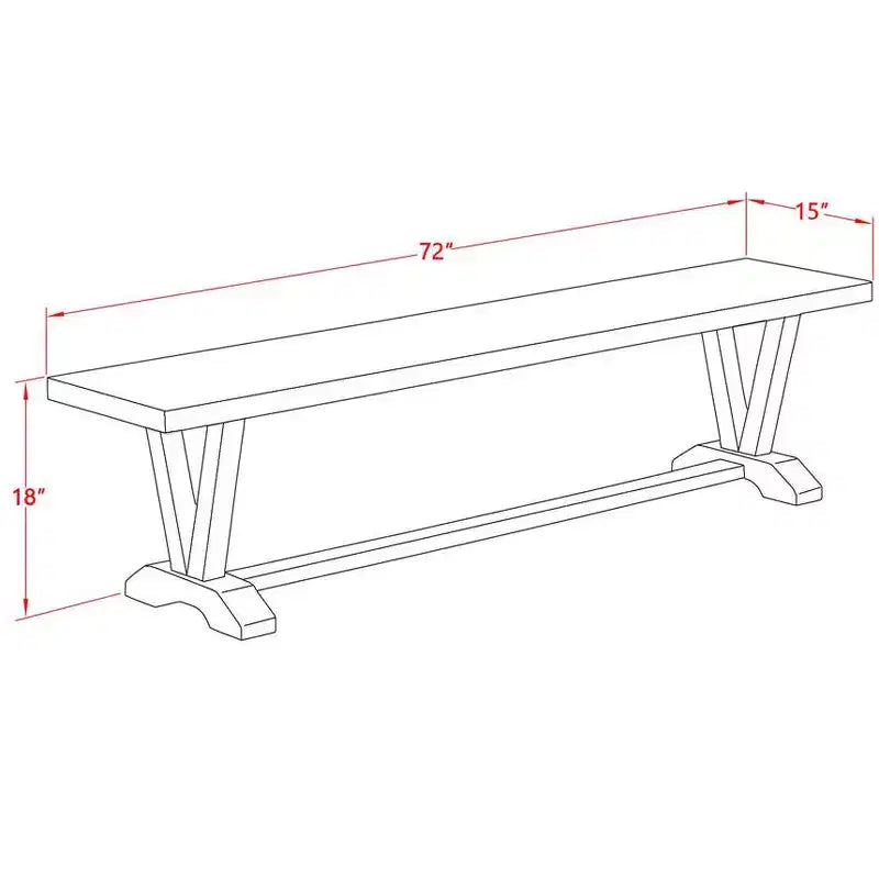 Banc de table à manger moderne HomeStock avec assise en bois, 72x15x18 pouces, noir brossé