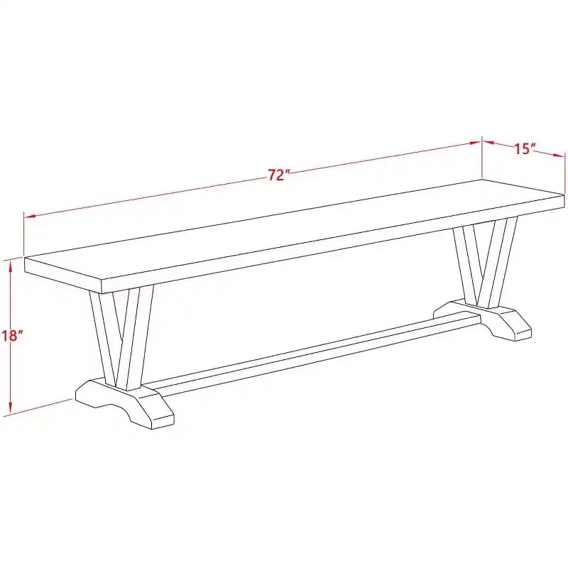 Banc de table à manger moderne HomeStock avec assise en bois, 72x15x18 pouces, noir brossé