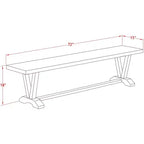 Banc de table à manger moderne HomeStock avec assise en bois, 72x15x18 pouces, noir brossé