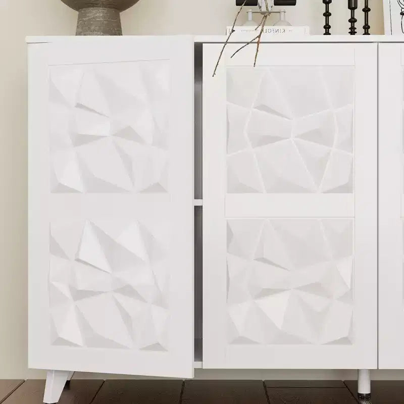 Famapy 4 - Commode de salon à motif diamant à 4 portes