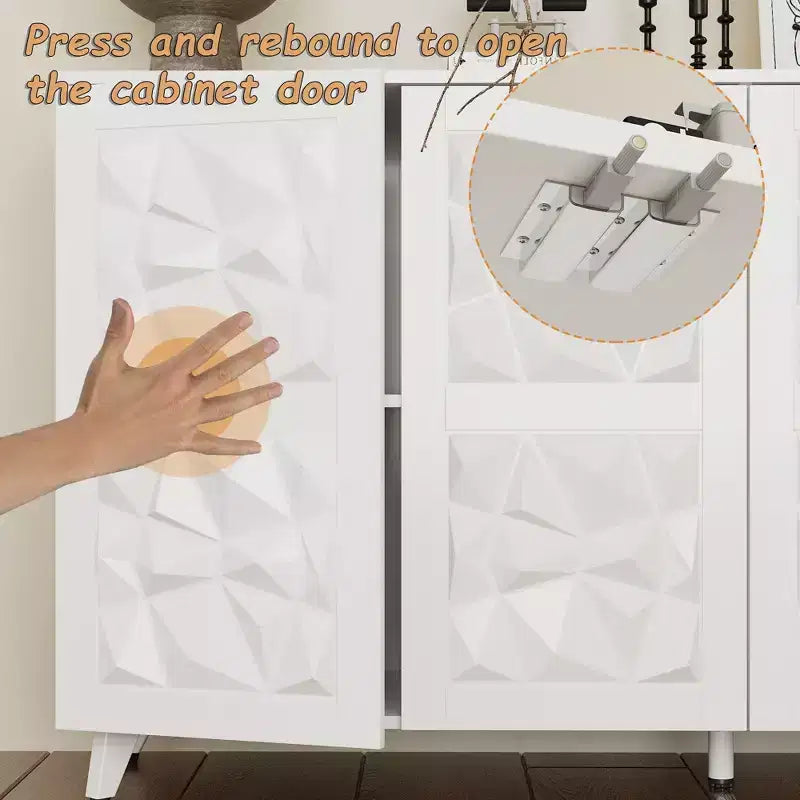 Famapy 4 - Commode de salon à motif diamant à 4 portes