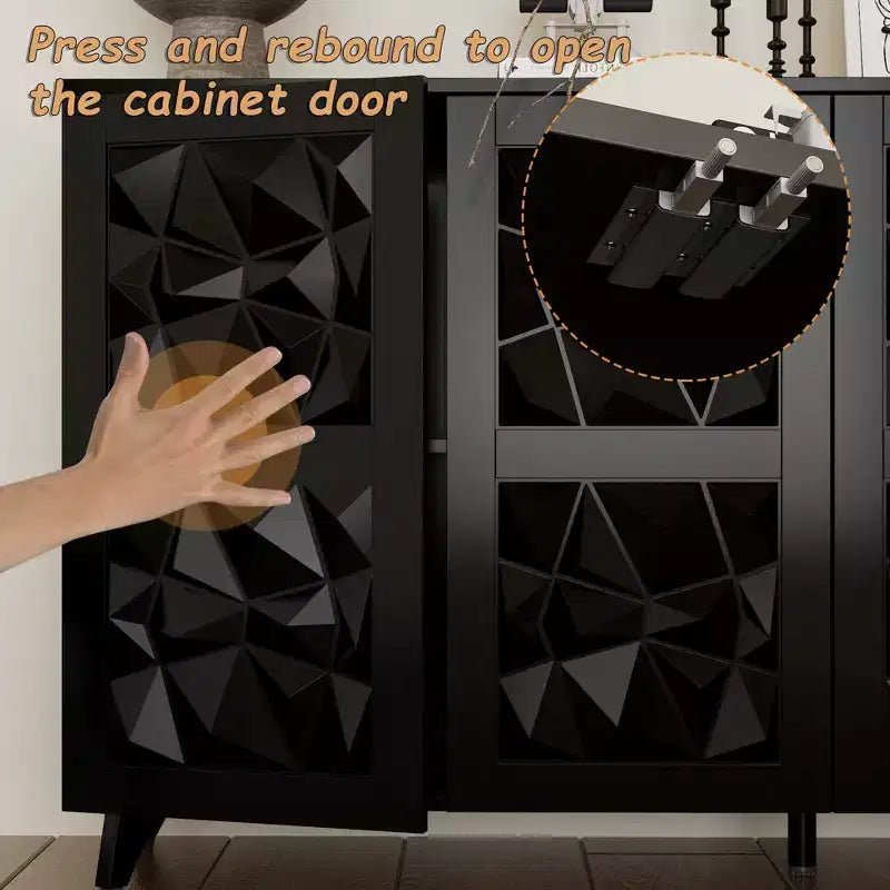 Famapy 4 - Commode de salon à motif diamant à 4 portes
