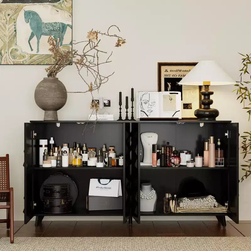 Famapy 4 - Commode de salon à motif diamant à 4 portes