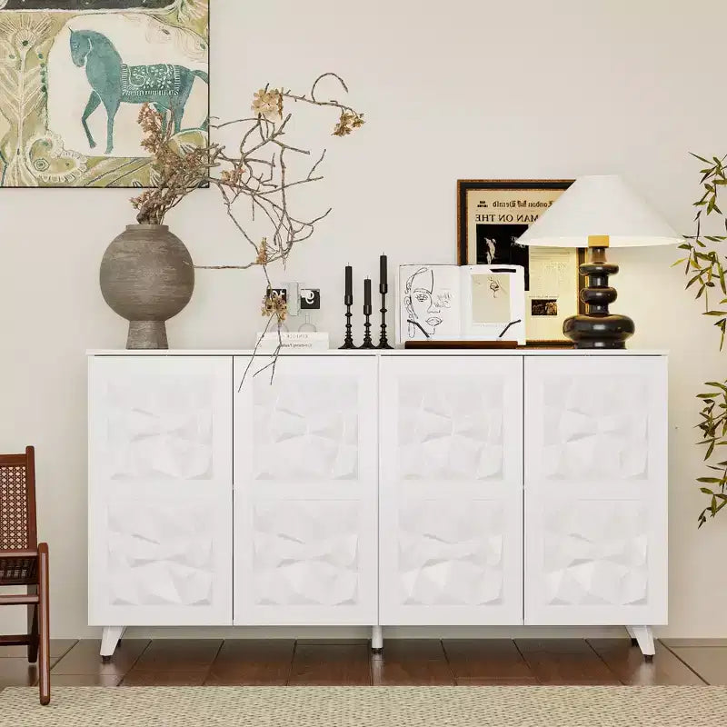 Famapy 4 - Door Diamond - Patterned Surface Dresser for Living Room Storage