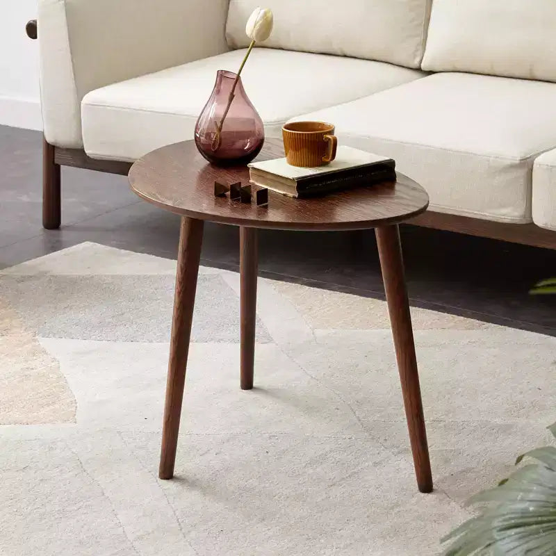GDFStudio Beau Mid-Century Modern 25.59 W Solid Oak Wood Oval Coffee Table with Three Legs