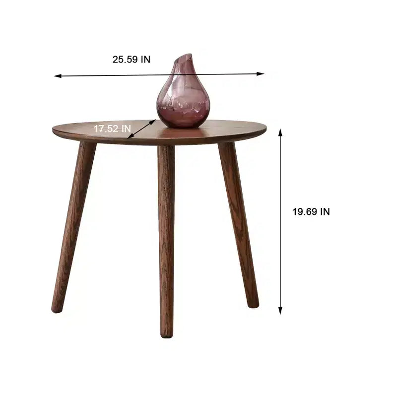 Table basse ovale GDFStudio Beau Mid-Century Modern 65 cm L en bois de chêne massif à trois pieds