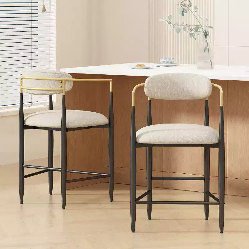 Tabourets de comptoir Christopher Knight Home Alger modernes en tissu rembourré en fer de 63,5 cm (lot de 2)