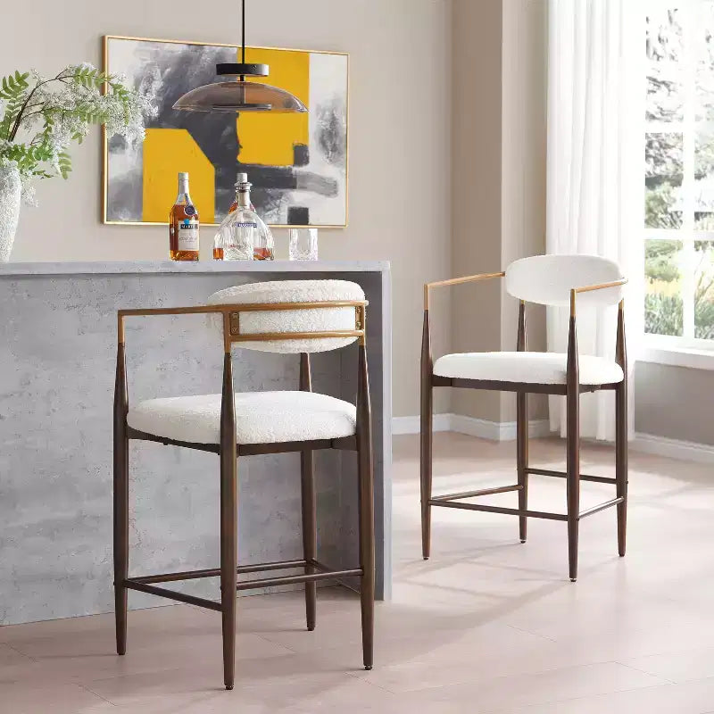 Tabourets de comptoir Christopher Knight Home Alger modernes en tissu rembourré en fer de 63,5 cm (lot de 2)