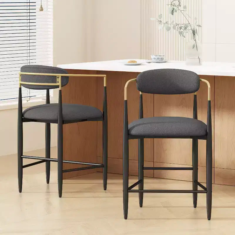 Tabourets de comptoir Christopher Knight Home Alger modernes en tissu rembourré en fer de 63,5 cm (lot de 2)
