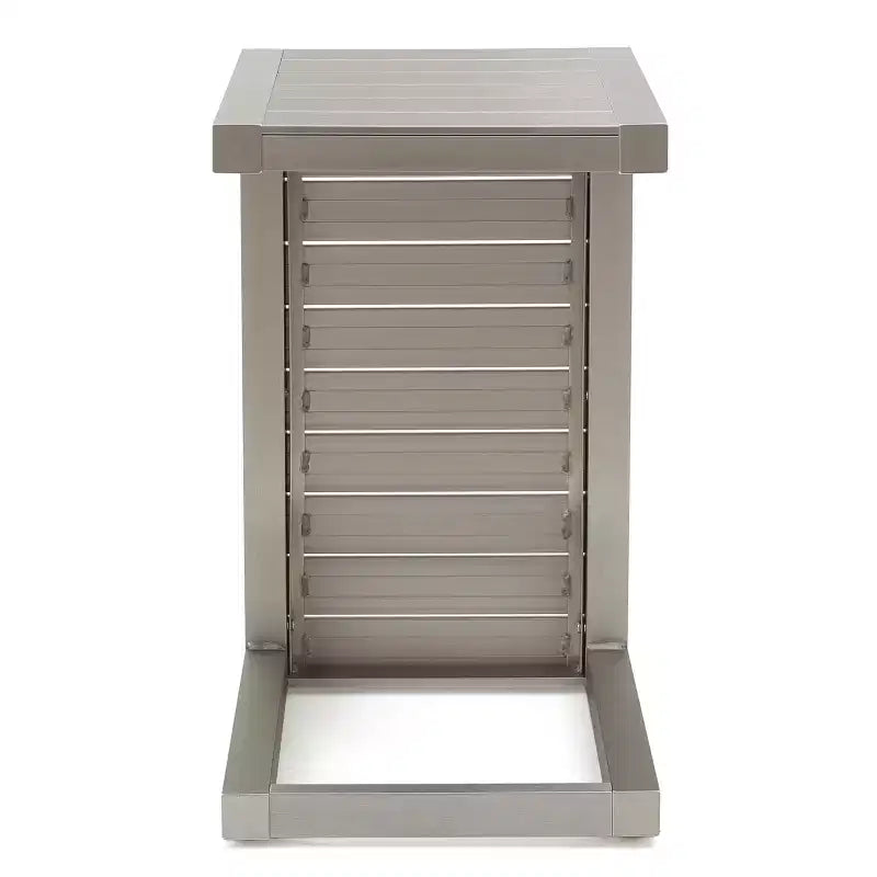 MAYEERTY Table d'appoint moderne en aluminium avec rangement Argent