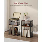 Meuble de rangement pour platine vinyle à 3 niveaux et table d'appoint – Peut contenir jusqu'à 100 disques vinyles, idéal pour le salon et la chambre