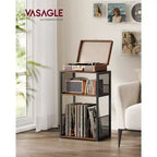 Meuble de rangement pour platine vinyle à 3 niveaux et table d'appoint – Peut contenir jusqu'à 100 disques vinyles, idéal pour le salon et la chambre