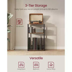Meuble de rangement pour platine vinyle à 3 niveaux et table d'appoint – Peut contenir jusqu'à 100 disques vinyles, idéal pour le salon et la chambre